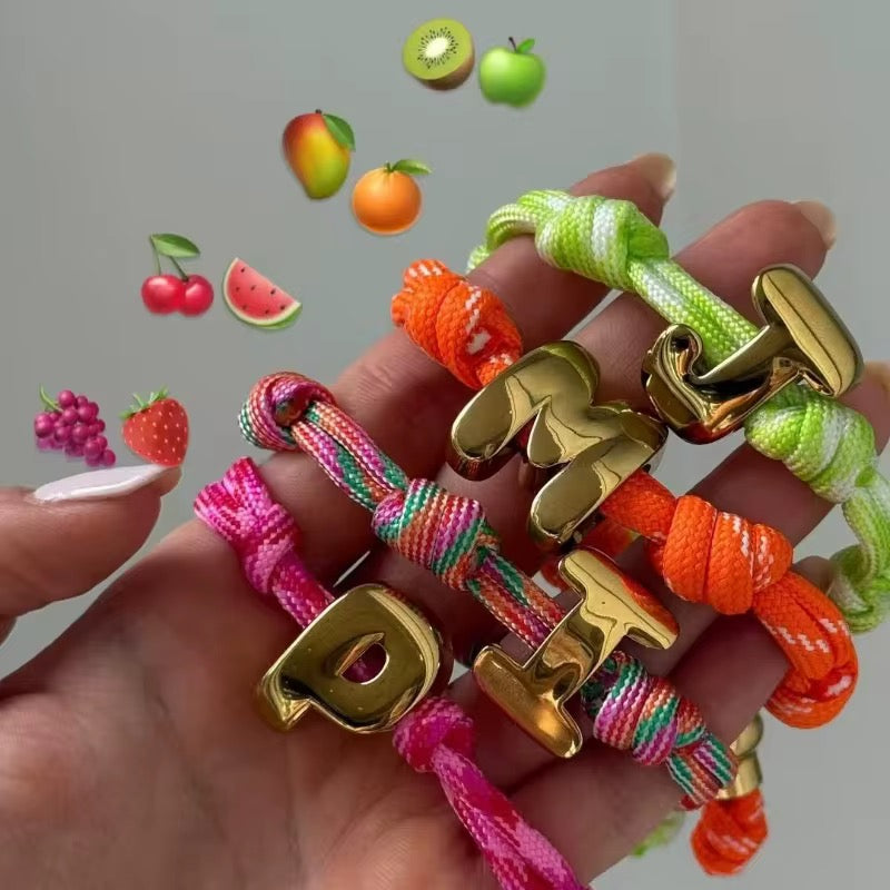 Pink Initial Paracord Bracelet