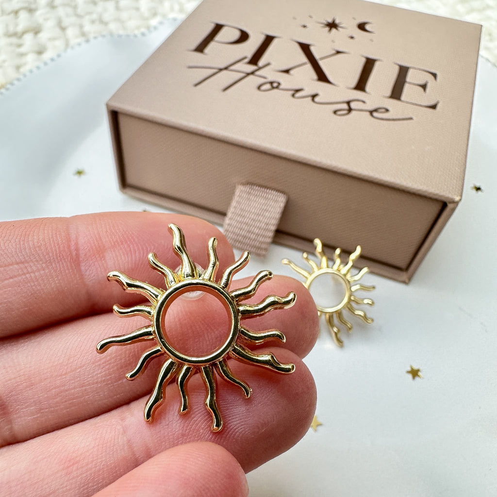 Gold Sunburst Stud Earrings
