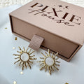 Gold Sunburst Stud Earrings