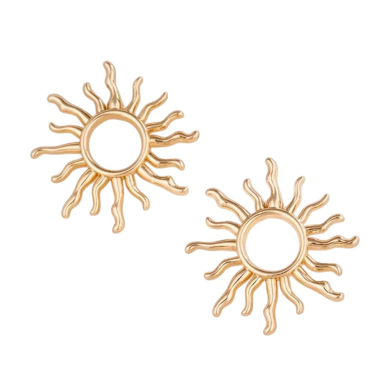 Gold Sunburst Stud Earrings