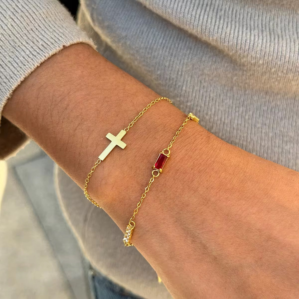Crystal & Cross Bracelet Duo