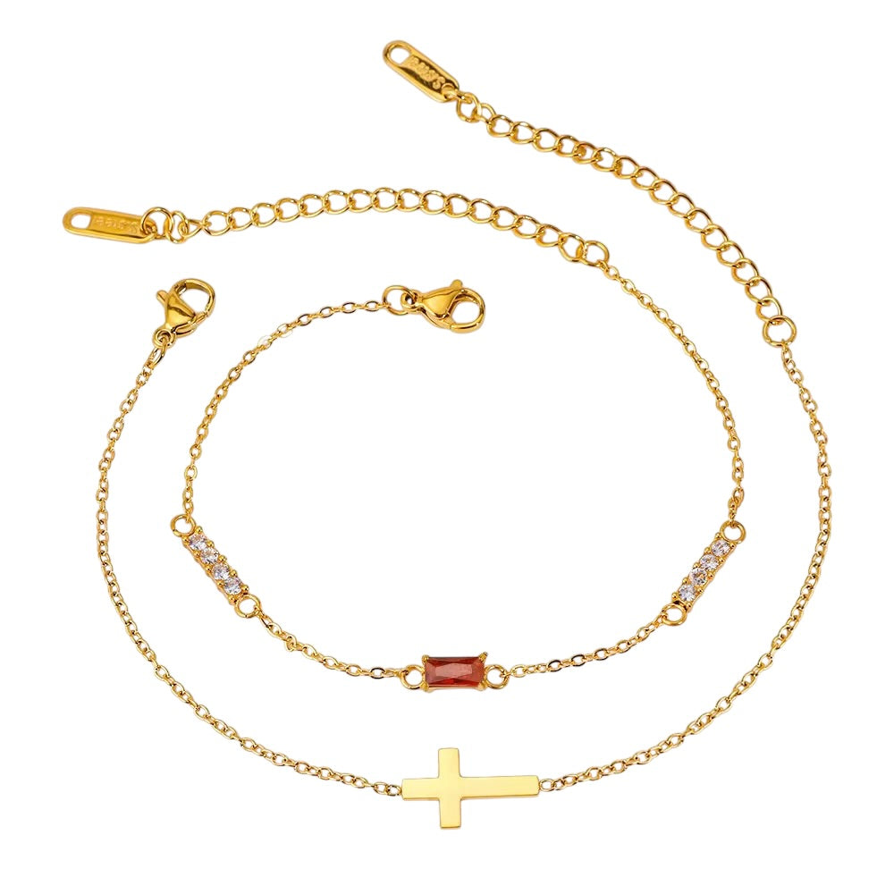 Crystal & Cross Bracelet Duo