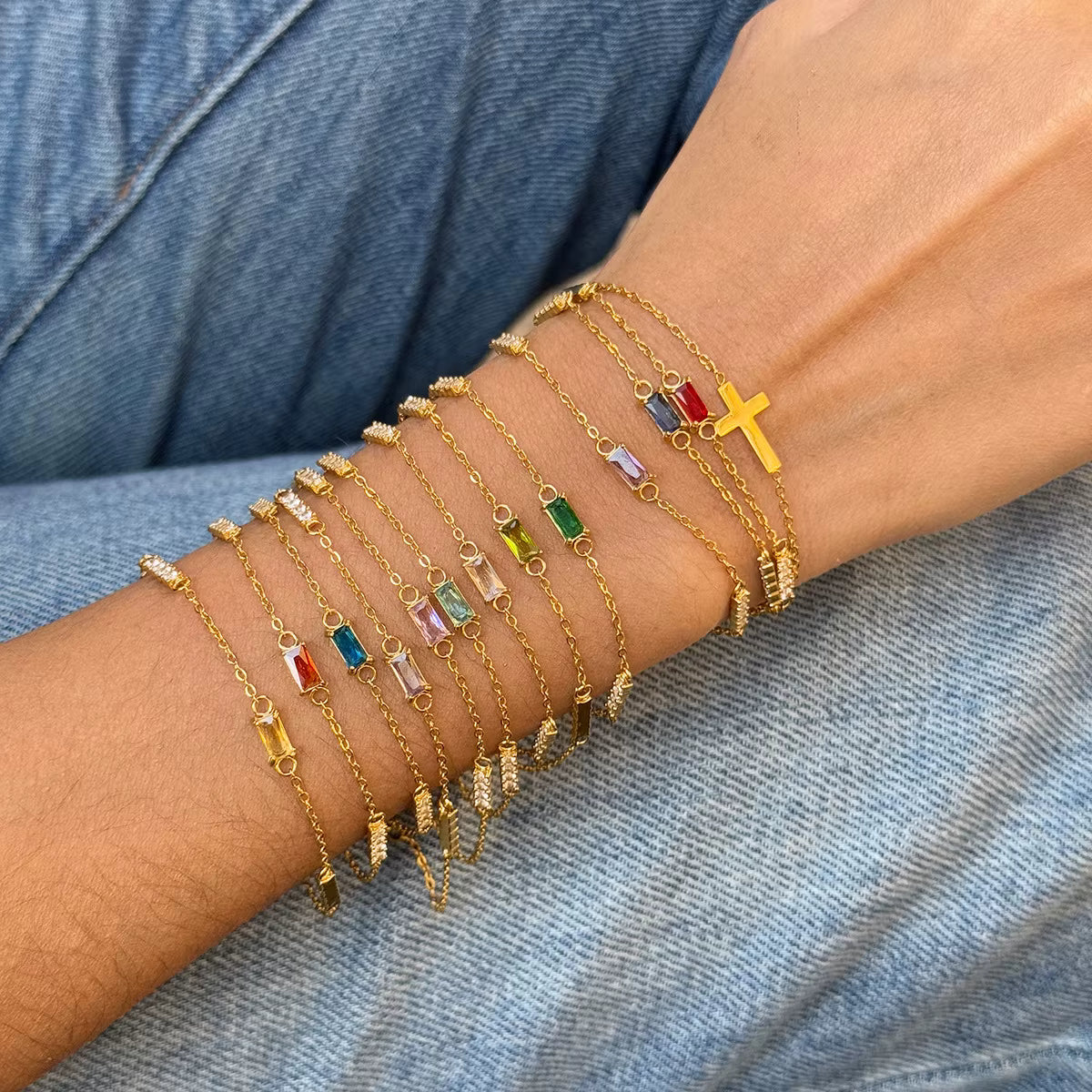 Crystal & Cross Bracelet Duo