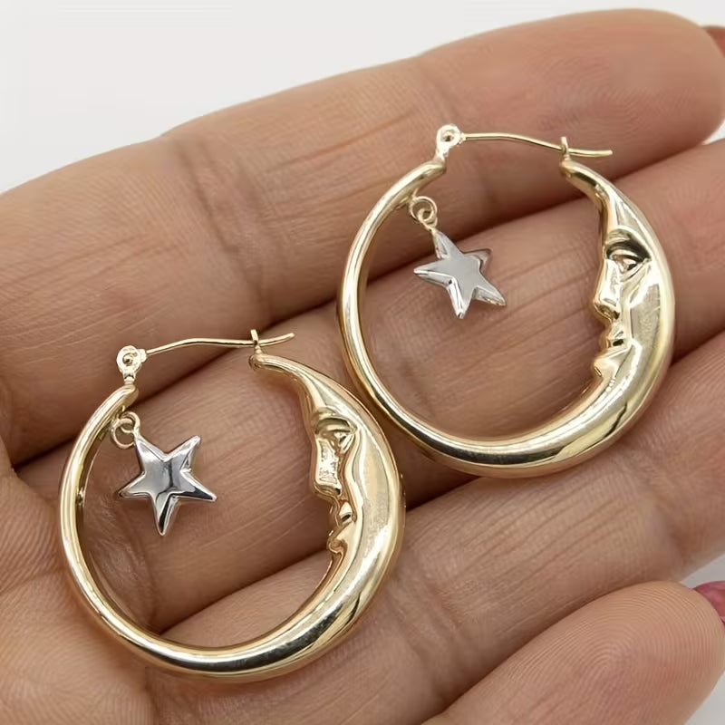 Gold and Silver Moon Hoops